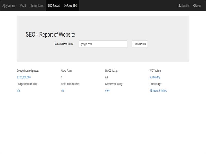 SEO - Report of Website